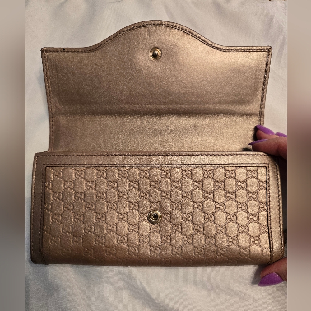 Gucci Metallic Brown Gold Taupe GG Continental Wallet - Picture 5 of 10